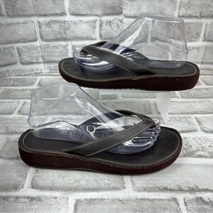 Eddie Bauer Brown Leather Thong Flip Flop Sandals Women's Size 9.5/10